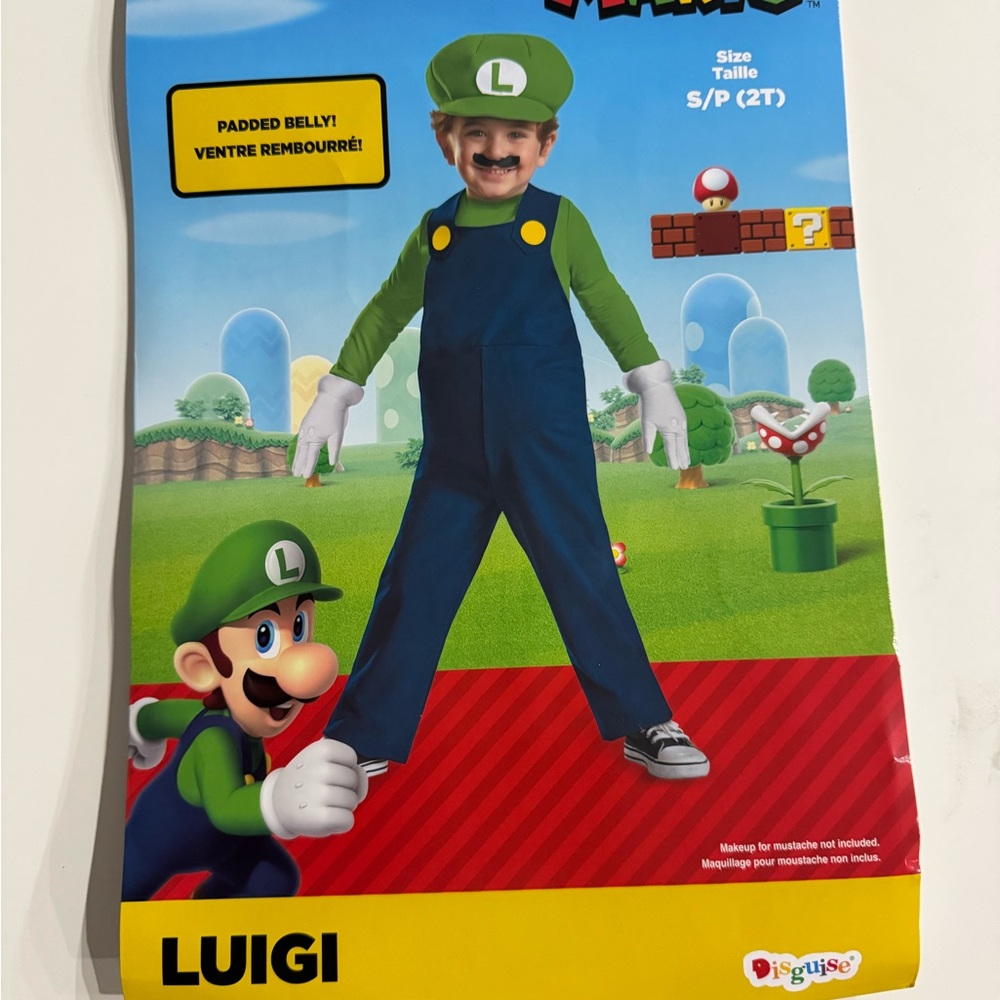 Disguise Luigi Costume in Green and Blue in excellent condition
